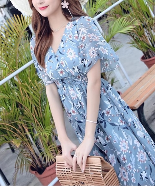 花柄ドレス レディース ワンピース ドレス フレア フレアスカート ロングスカート 膝下 ロング 半袖 Vネック ノーカラー フレア スリム Aライン フォーマル フェミニン ウエストマーク 花柄ドレス レディース ワンピース ドレス フレア フレアスカート ロングスカート 膝下 ロング 半袖 Vネック ノーカラー フレア スリム Aライン フォーマル フェミニン ウエストマーク