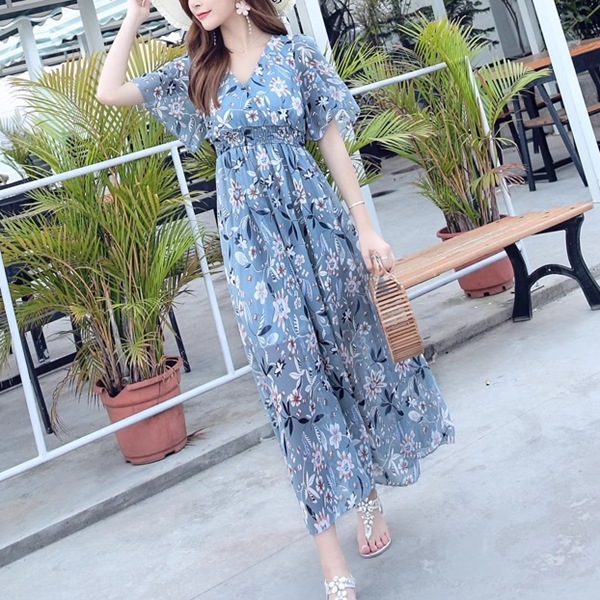 花柄ドレス レディース ワンピース ドレス フレア フレアスカート ロングスカート 膝下 ロング 半袖 Vネック ノーカラー フレア スリム Aライン フォーマル フェミニン ウエストマーク 花柄ドレス レディース ワンピース ドレス フレア フレアスカート ロングスカート 膝下 ロング 半袖 Vネック ノーカラー フレア スリム Aライン フォーマル フェミニン ウエストマーク