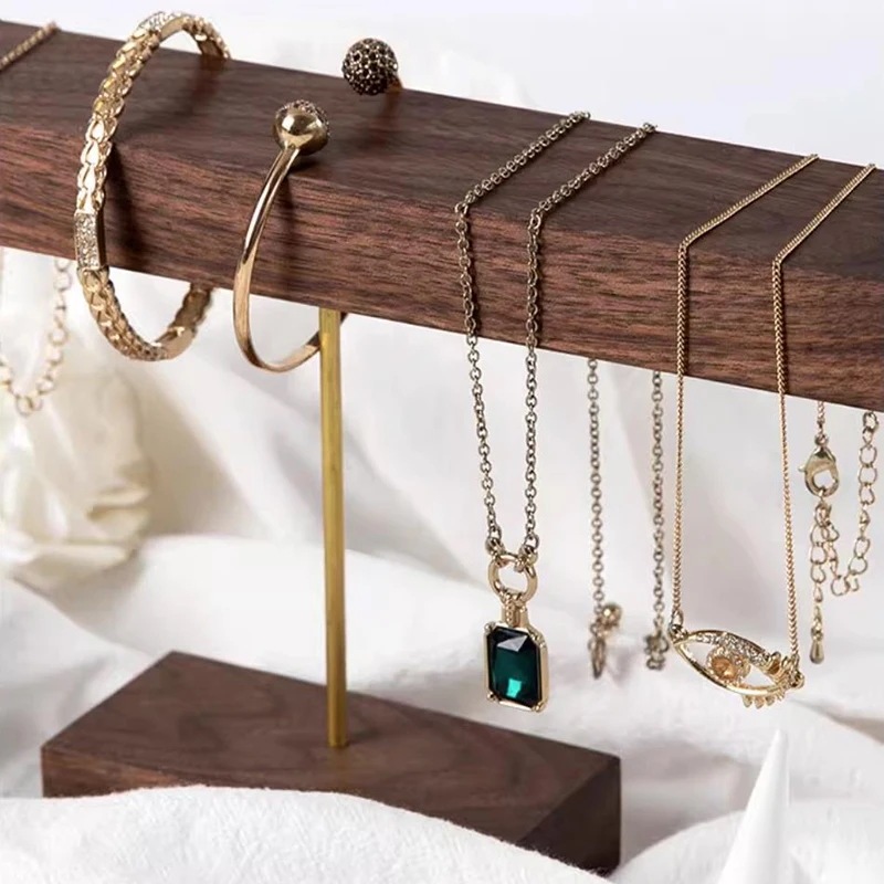 ジュエリー収納,リング,イヤリングを収納するための木製ネックレス棚