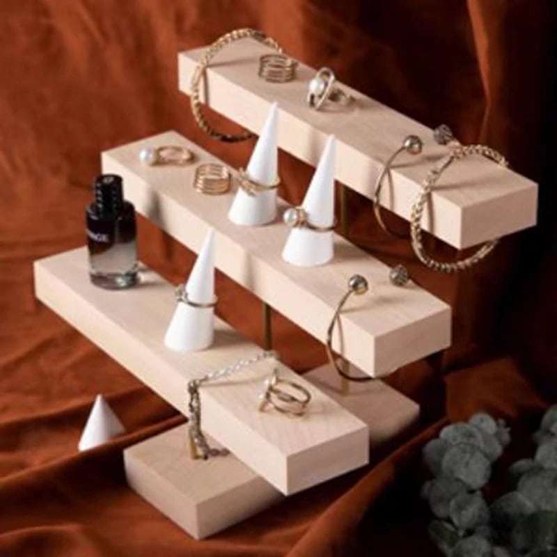 ジュエリー収納,リング,イヤリングを収納するための木製ネックレス棚