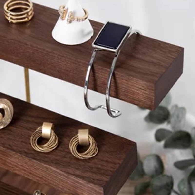 ジュエリー収納,リング,イヤリングを収納するための木製ネックレス棚