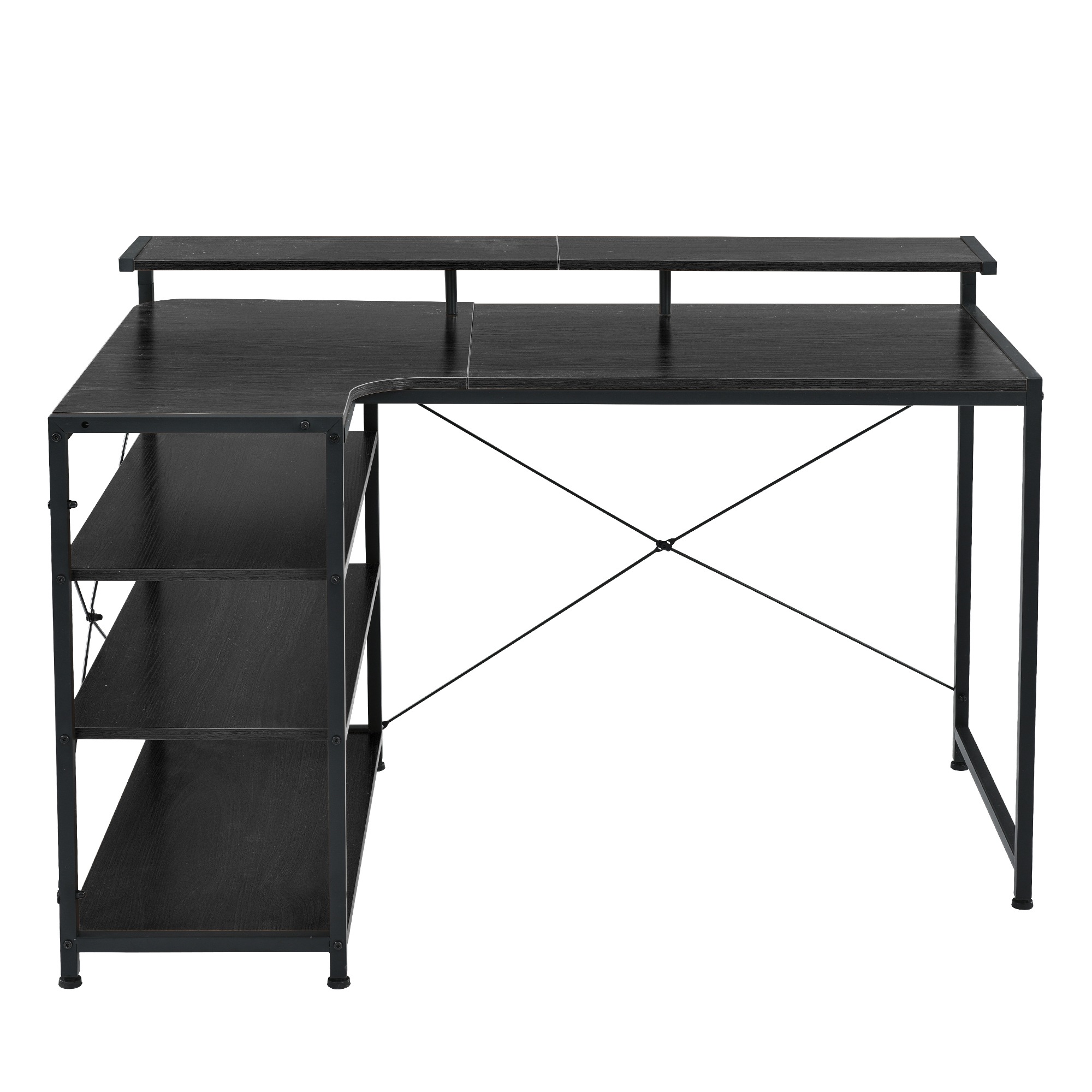 【国内発送送.料無料】A5【人気商品改良タイプ】【ブラック】パソコンデスク L字 120cm 3段ラック付 ハイデスク付き デスク木製 ミシン台 書斎机 勉強机 【国内発送送.料無料】A5【人気商品改良タイプ】【ブラック】パソコンデスク L字 120cm 3段ラック付 ハイデスク付き デスク木製 ミシン台 書斎机 勉強机