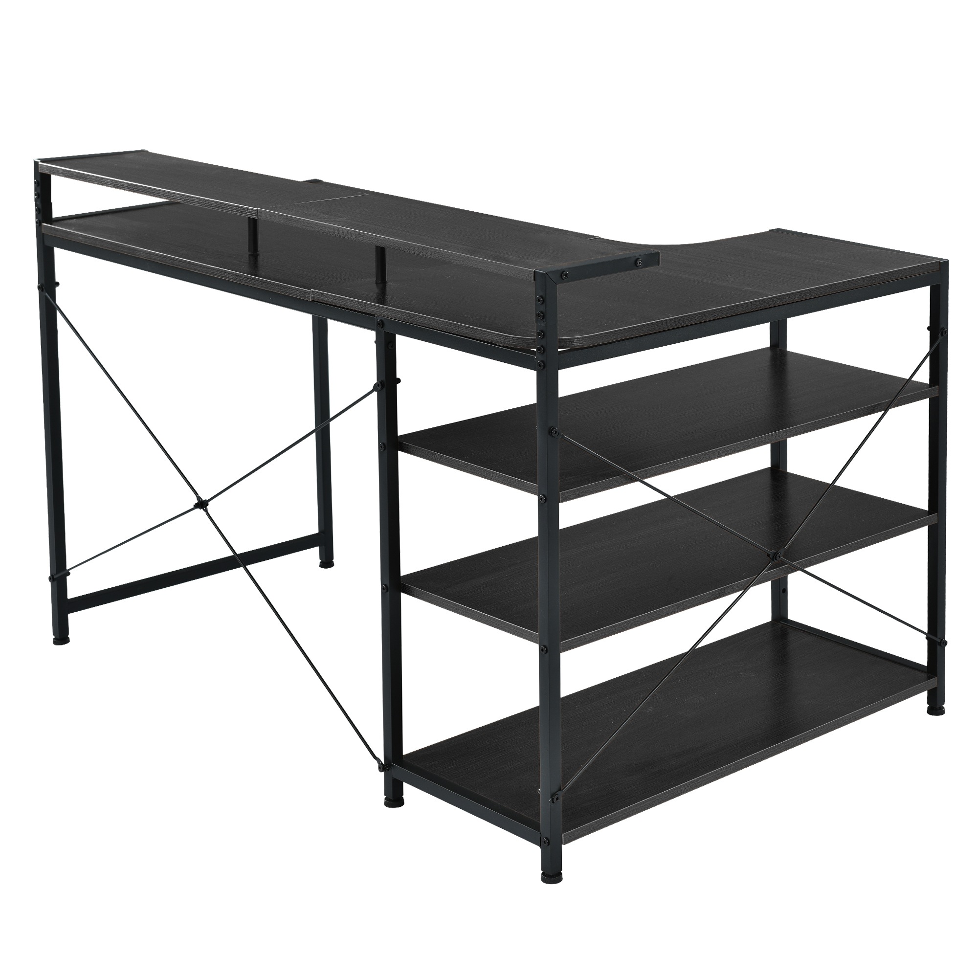 【国内発送送.料無料】A5【人気商品改良タイプ】【ブラック】パソコンデスク L字 120cm 3段ラック付 ハイデスク付き デスク木製 ミシン台 書斎机 勉強机 【国内発送送.料無料】A5【人気商品改良タイプ】【ブラック】パソコンデスク L字 120cm 3段ラック付 ハイデスク付き デスク木製 ミシン台 書斎机 勉強机