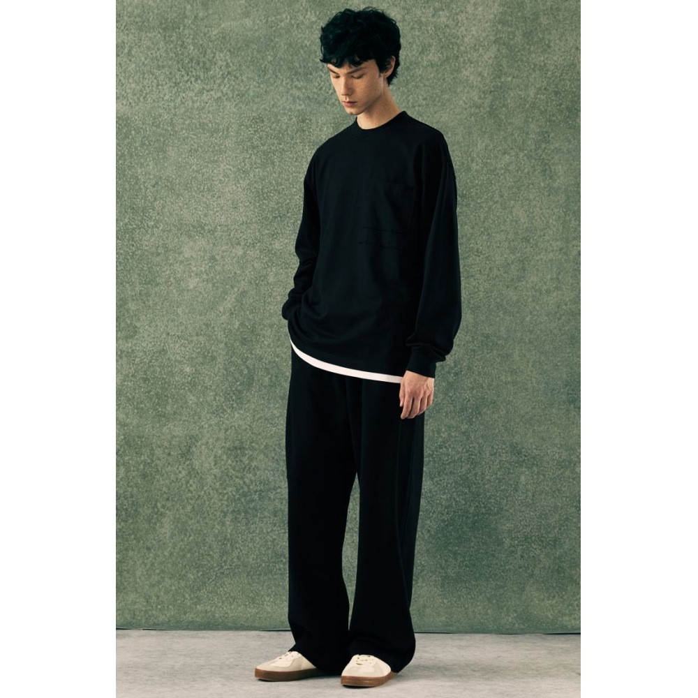 H&M ルーズフィットロングスリーブジャージートップブラック