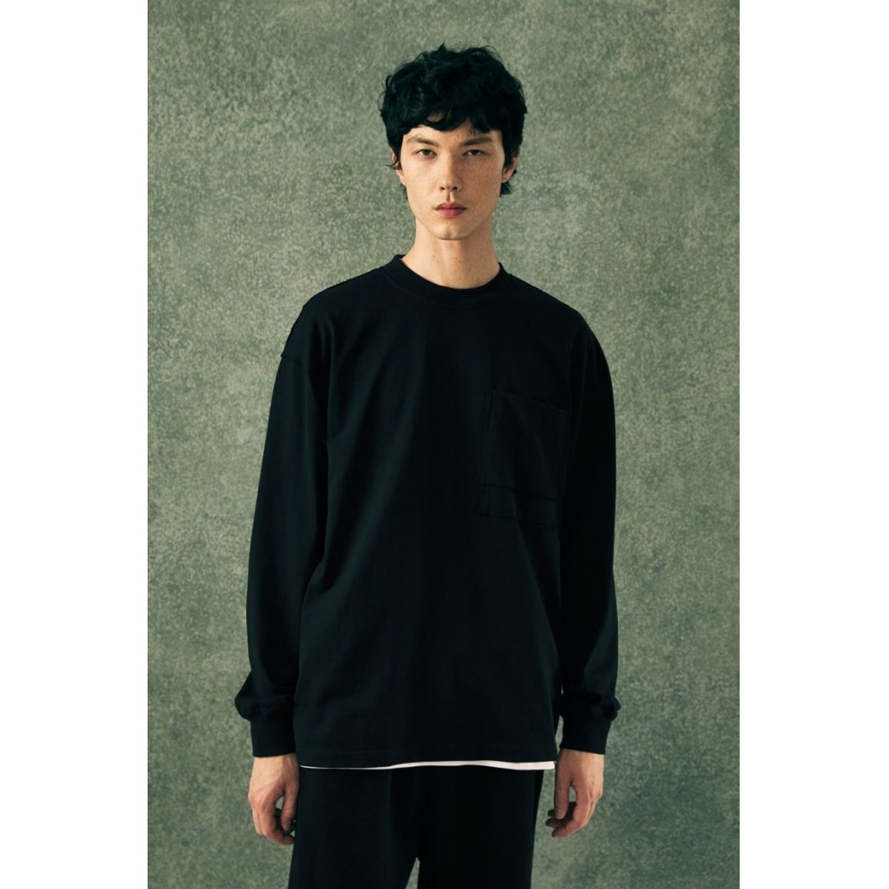 H&M ルーズフィットロングスリーブジャージートップブラック