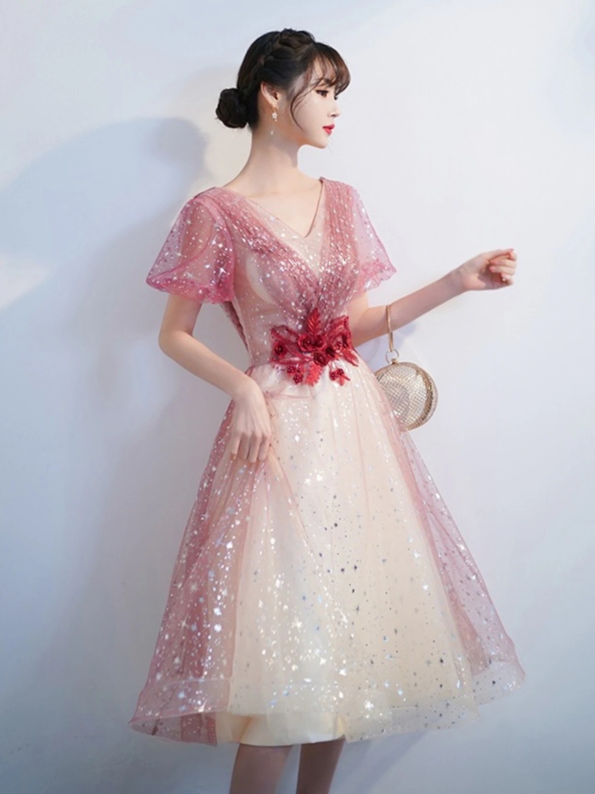 星空赤い気質イブニングドレス女性小さな花嫁介添人セクシーな宴会誕生日ホストドレススカート 星空赤い気質イブニングドレス女性小さな花嫁介添人セクシーな宴会誕生日ホストドレススカート