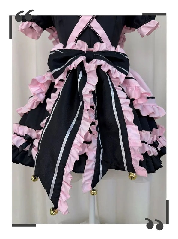 女性のためのゴシックキャラクタースタイルのドレス,半袖,フリル付き,ピンク,黒 女性のためのゴシックキャラクタースタイルのドレス,半袖,フリル付き,ピンク,黒