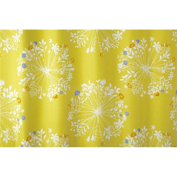 北欧風 遮光カーテン 幅100cm丈200cm イエロー 1枚入 遮光2級 タッセル付き 形状記憶加工 クッカ