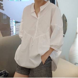 レディース トップス ブラウス シャツ ホワイトシャツ 7分丈 二の腕カバー ボリューム袖 パフスリ レディース トップス ブラウス シャツ ホワイトシャツ 7分丈 二の腕カバー ボリューム袖 パフスリ