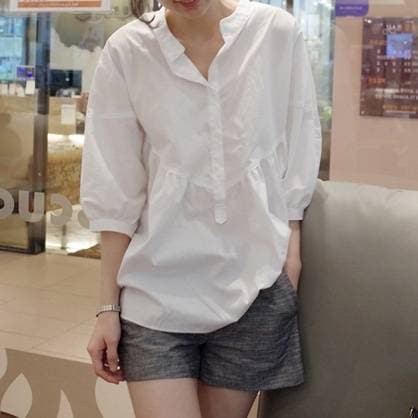 レディース トップス ブラウス シャツ ホワイトシャツ 7分丈 二の腕カバー ボリューム袖 パフスリ レディース トップス ブラウス シャツ ホワイトシャツ 7分丈 二の腕カバー ボリューム袖 パフスリ