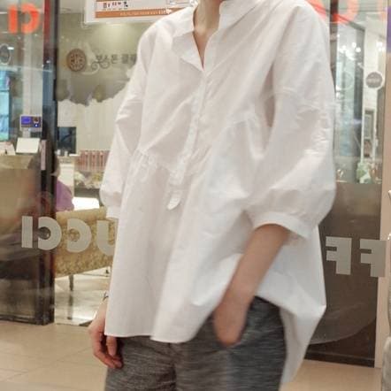 レディース トップス ブラウス シャツ ホワイトシャツ 7分丈 二の腕カバー ボリューム袖 パフスリ レディース トップス ブラウス シャツ ホワイトシャツ 7分丈 二の腕カバー ボリューム袖 パフスリ