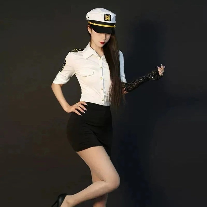 今年 短纳期 5点 セット クールビューティー な レディ コスチューム服 衣装 シャツ ミニスカート 手袋 ネクタイ 帽子 韓国っぽファッション系 レディースセクシー型ペンシルスカートセットアップ