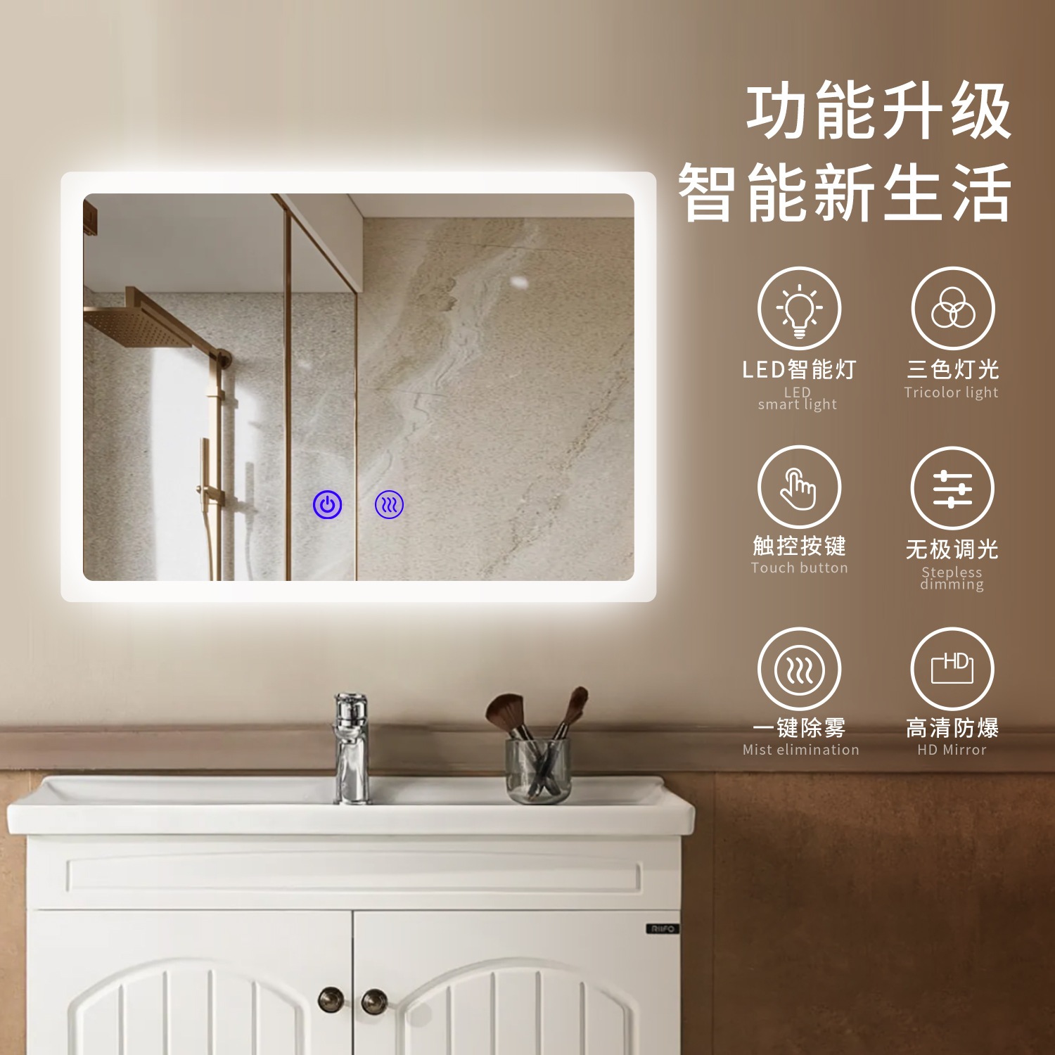 デックストップ除霧タッチledライト付浴室鏡灯付化粧化粧ミラ人気防爆ワンキー三色ledライト付浴室鏡 デックストップ除霧タッチledライト付浴室鏡灯付化粧化粧ミラ人気防爆ワンキー三色ledライト付浴室鏡