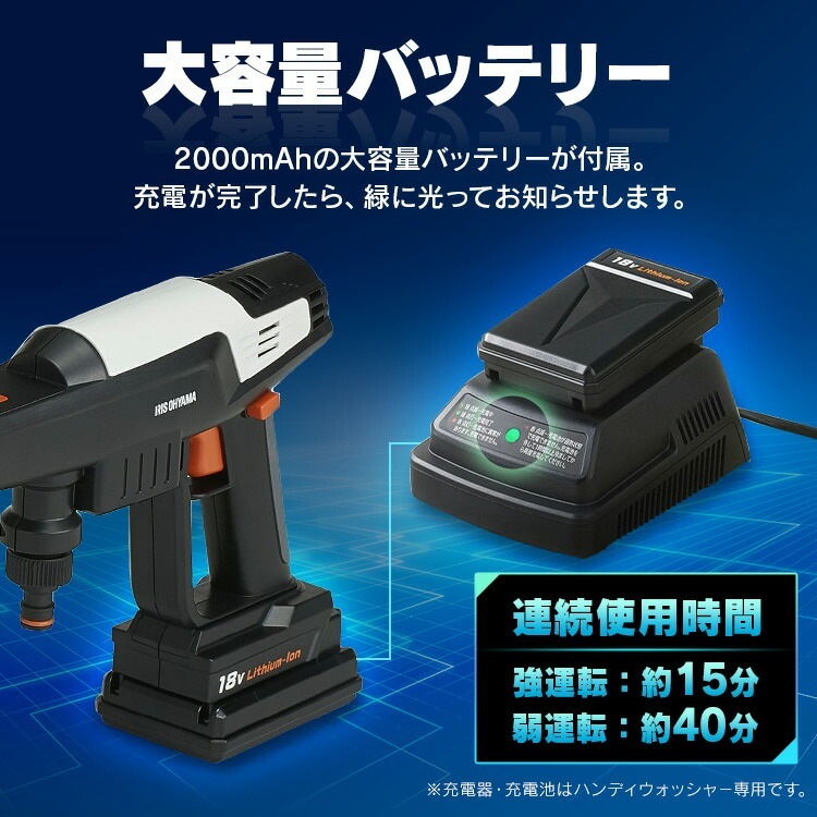 【公式】 高圧洗浄機 コードレス 充電式 水道不要 ハンディウォッシャー ホワイト JHW-201 コードレス充電式 ハンディ コンパクト [安心延長保証対象]