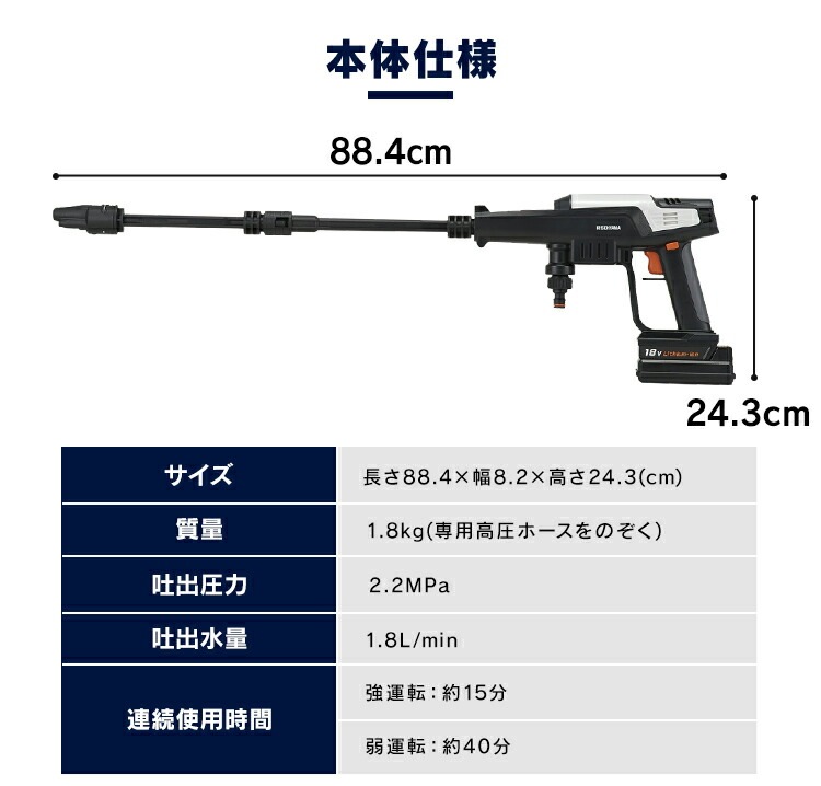 【公式】 高圧洗浄機 コードレス 充電式 水道不要 ハンディウォッシャー ホワイト JHW-201 コードレス充電式 ハンディ コンパクト [安心延長保証対象]