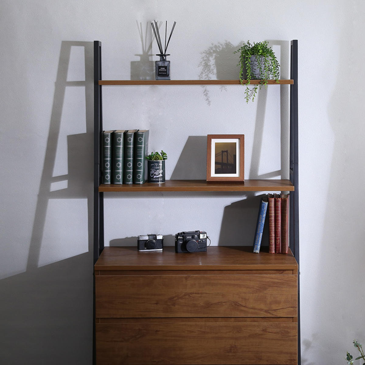 チェストラック 約幅82.5cm ヴィンテージ調 ワイドチェスト 4段 ラック 本棚 収納 家具 オープンラック リビング収納 リビング キャビネット ディスプレイラック 飾り棚 引き出し