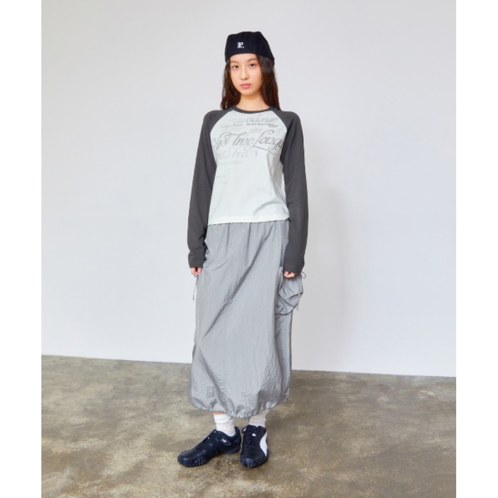 LMC WM リボンナイロンロングスカートブラック LMC WM リボンナイロンロングスカートブラック