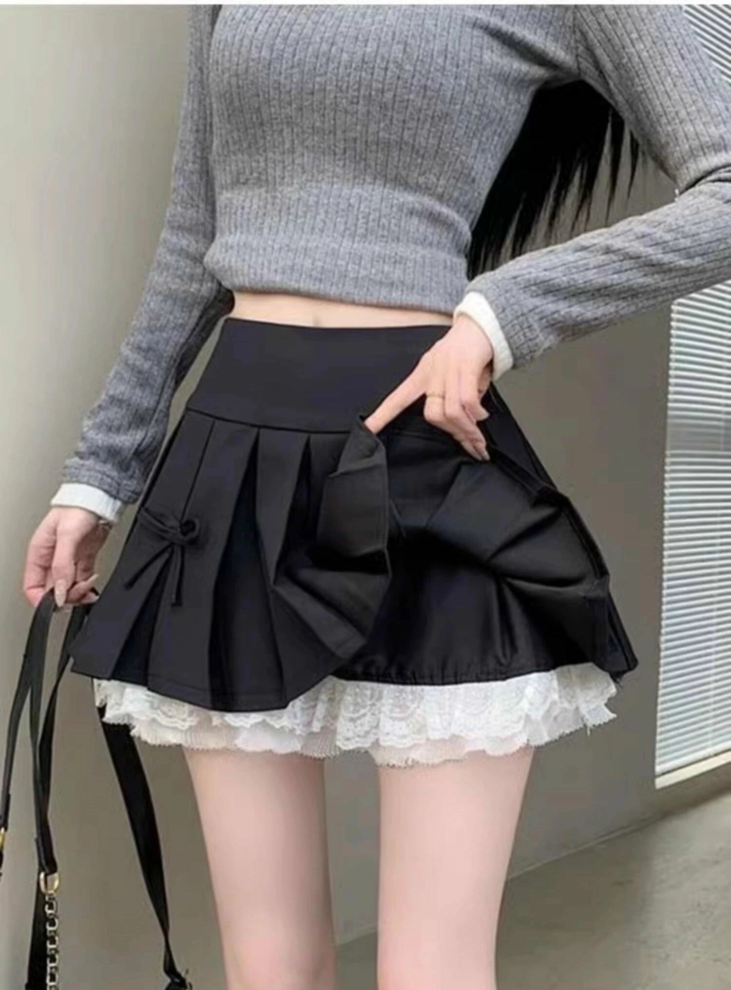 【送料無料】脚長 お揃い イベント お出かけ デート 学生 夏 春 無地 学生風 ロリータ ゴシック キュート ラブリー ガーリー いい