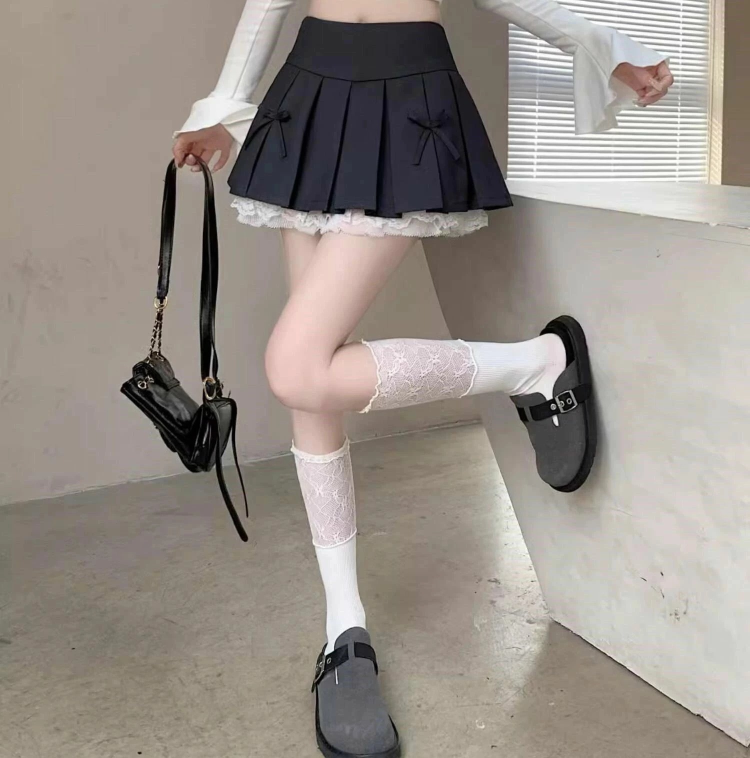 【送料無料】脚長 お揃い イベント お出かけ デート 学生 夏 春 無地 学生風 ロリータ ゴシック キュート ラブリー ガーリー いい