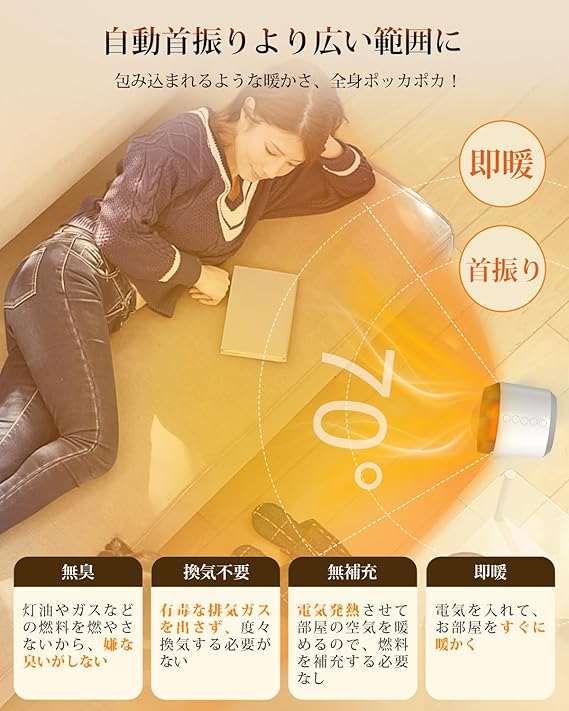 セラミックヒーター【2024年モデル＆ECO恒温運転】電気ストーブ 節電対策 暖房器具 省エネ 自動首振り 電気ヒーター LED大型ディスプレ タイマー機能 セラミックファンヒーター おしゃれ 800