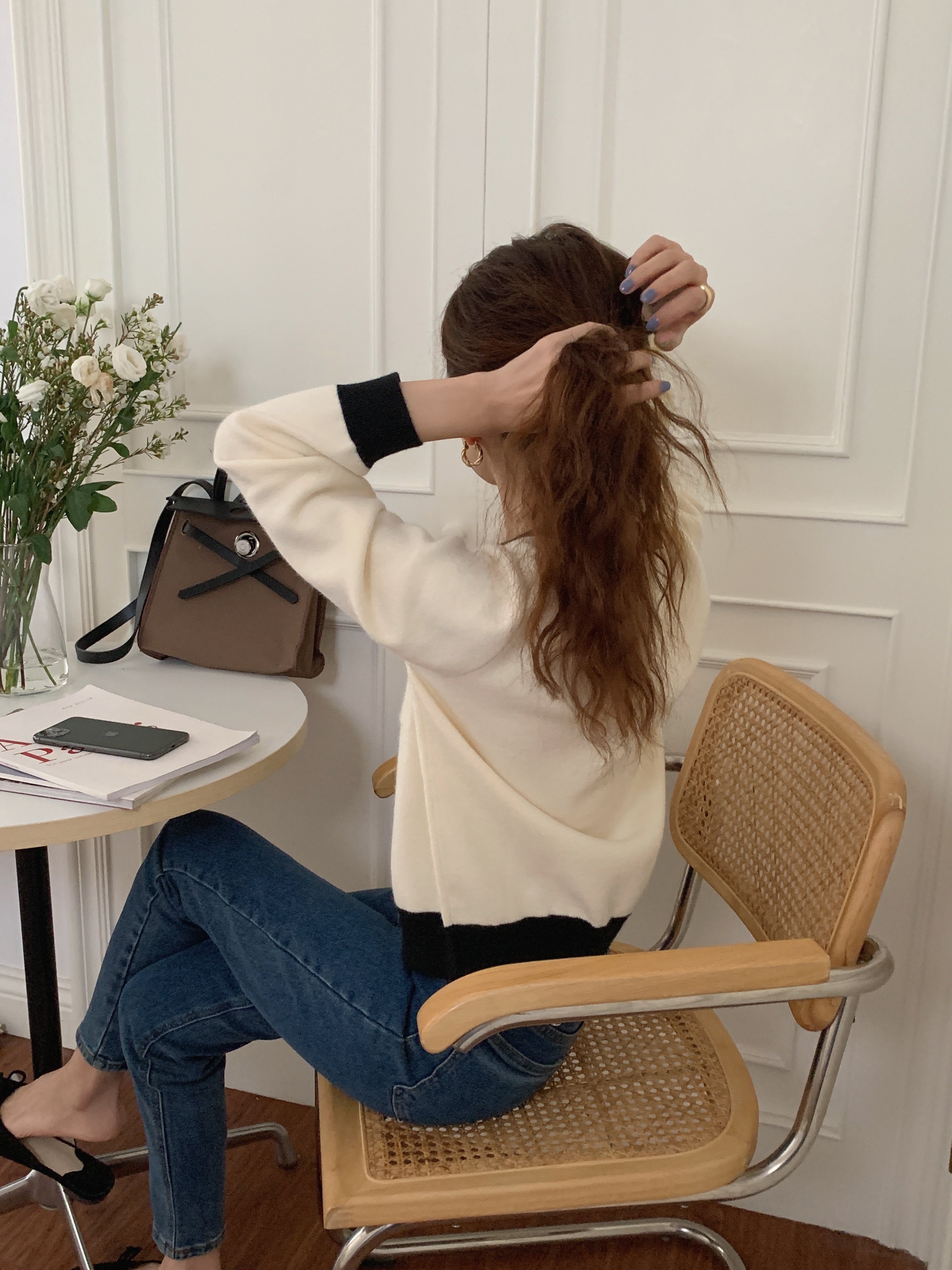 【送料無料】レディース 2カラー カーディガン ゴールドボタン バイカラー 長袖 大人可愛い