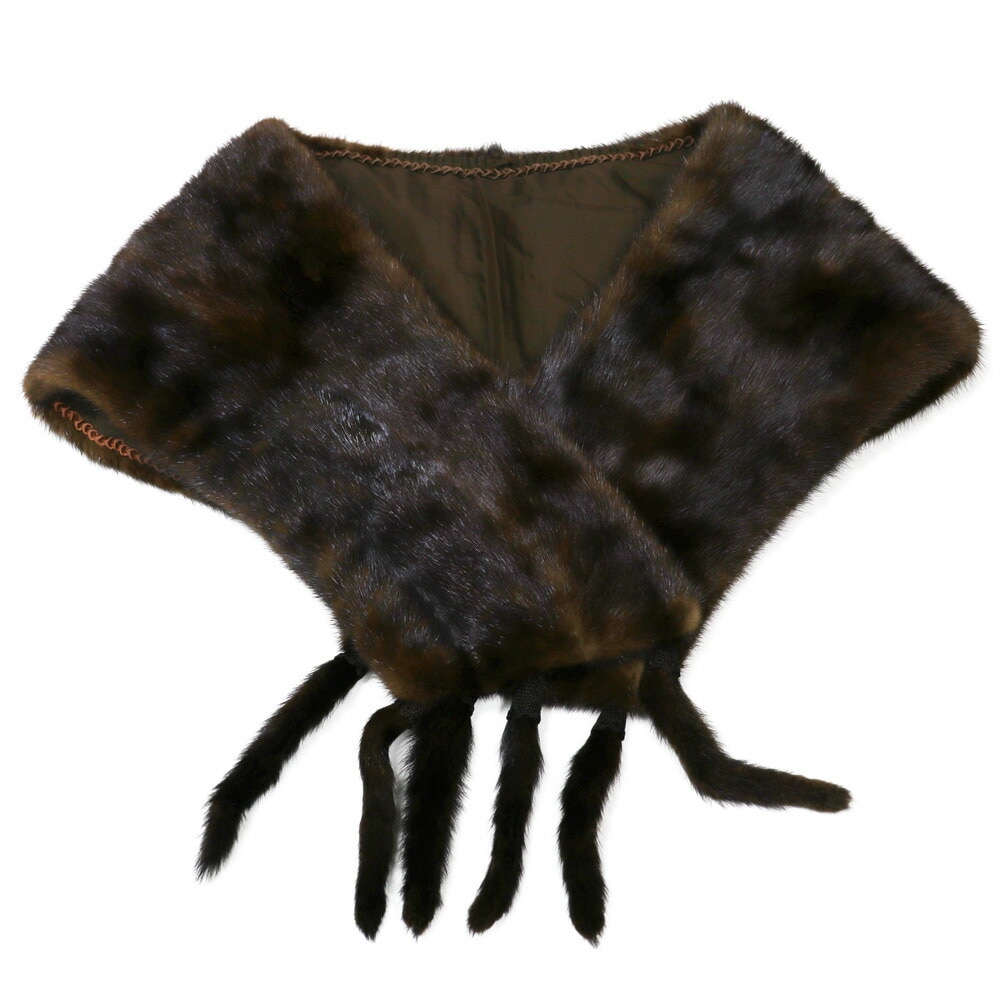 ミンク ファー ストール ダークブラウン エレガント 裏地付 美艶 毛皮 ショール 送料無料 レディース ギフト プレゼント