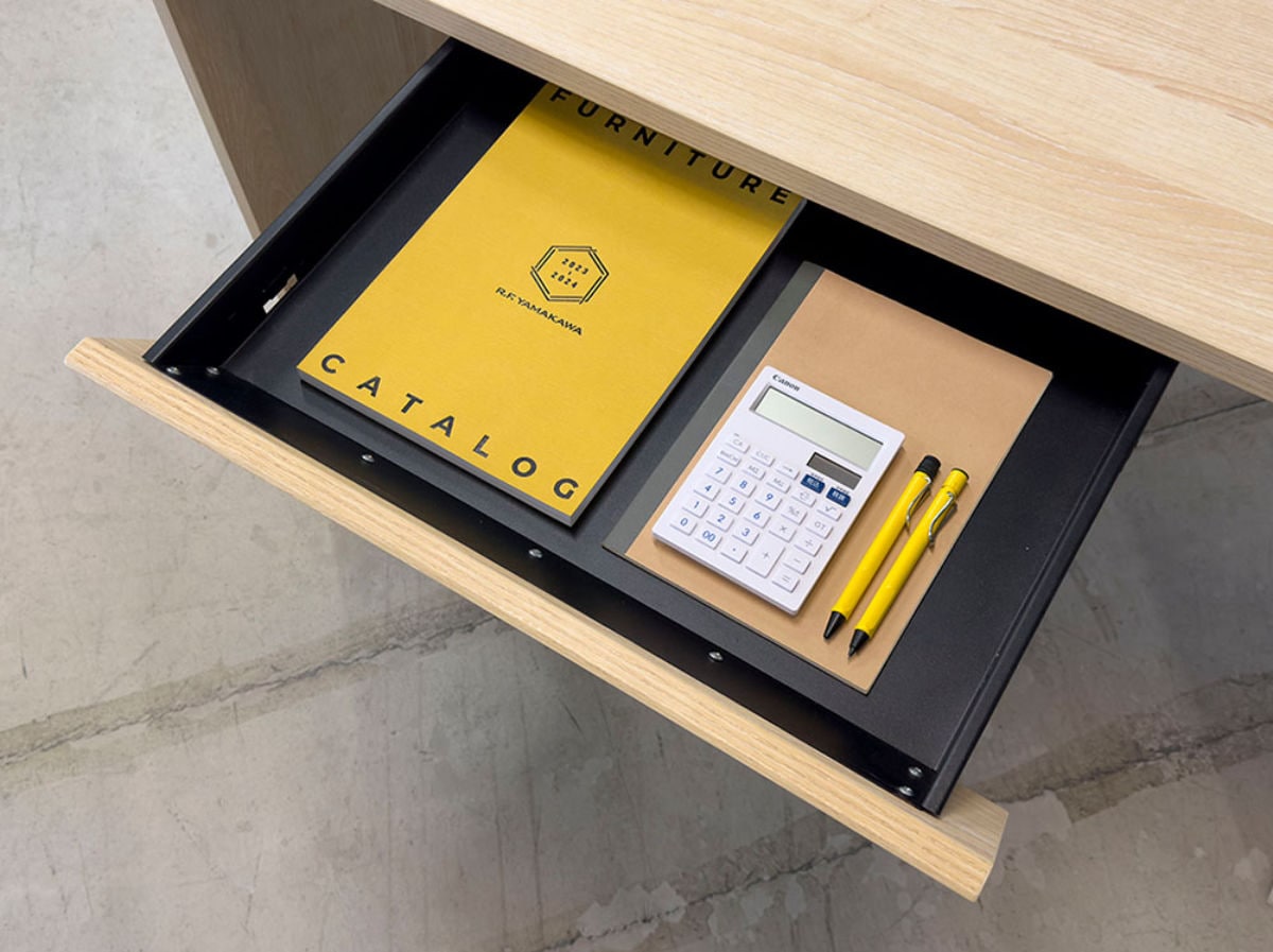 オフィスデスク 引出し付 幅100x奥行70cm 木製 プラン デスク 事務机 机 パソコンデスク オフィス収納 木目調 ナチュラル ウォールナット ホワイト 白 ブラック 黒 収納 法人限定