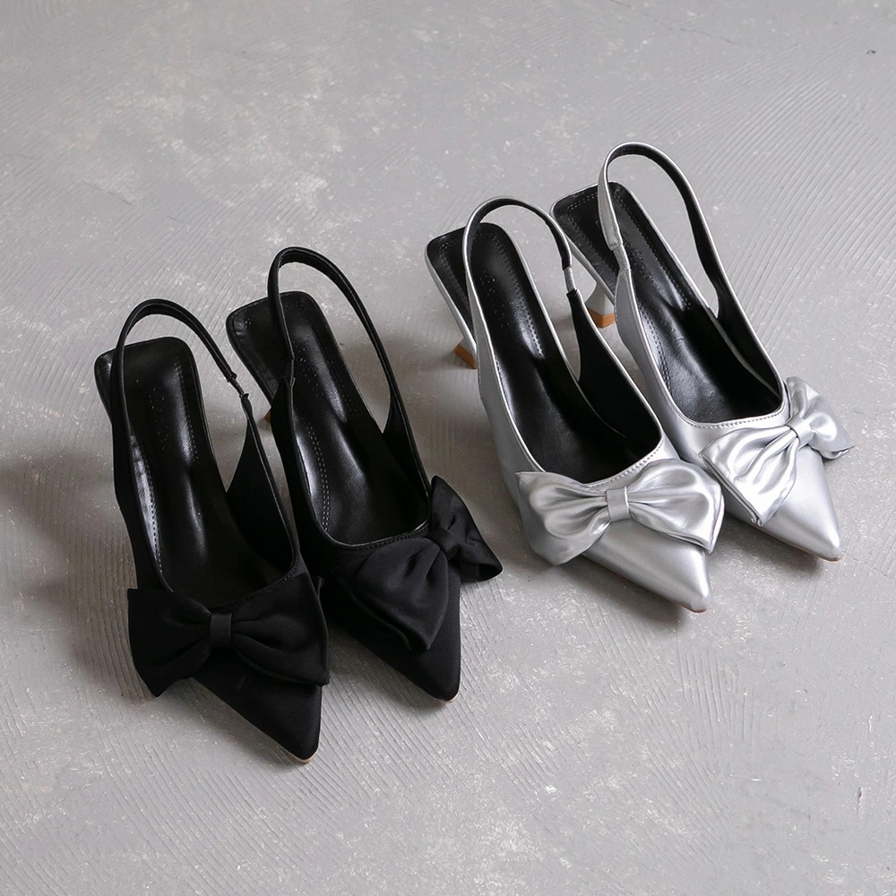 リボン バックストラップ パンプス ポインテッドトゥ 靴 シューズ ハイヒール ヒール シルバー ブラック 結婚式 お呼ばれ オケージョン パーティーシューズ 送料無料 リボン バックストラップ パンプス ポインテッドトゥ 靴 シューズ ハイヒール ヒール シルバー ブラック 結婚式 お呼ばれ オケージョン パーティーシューズ 送料無料