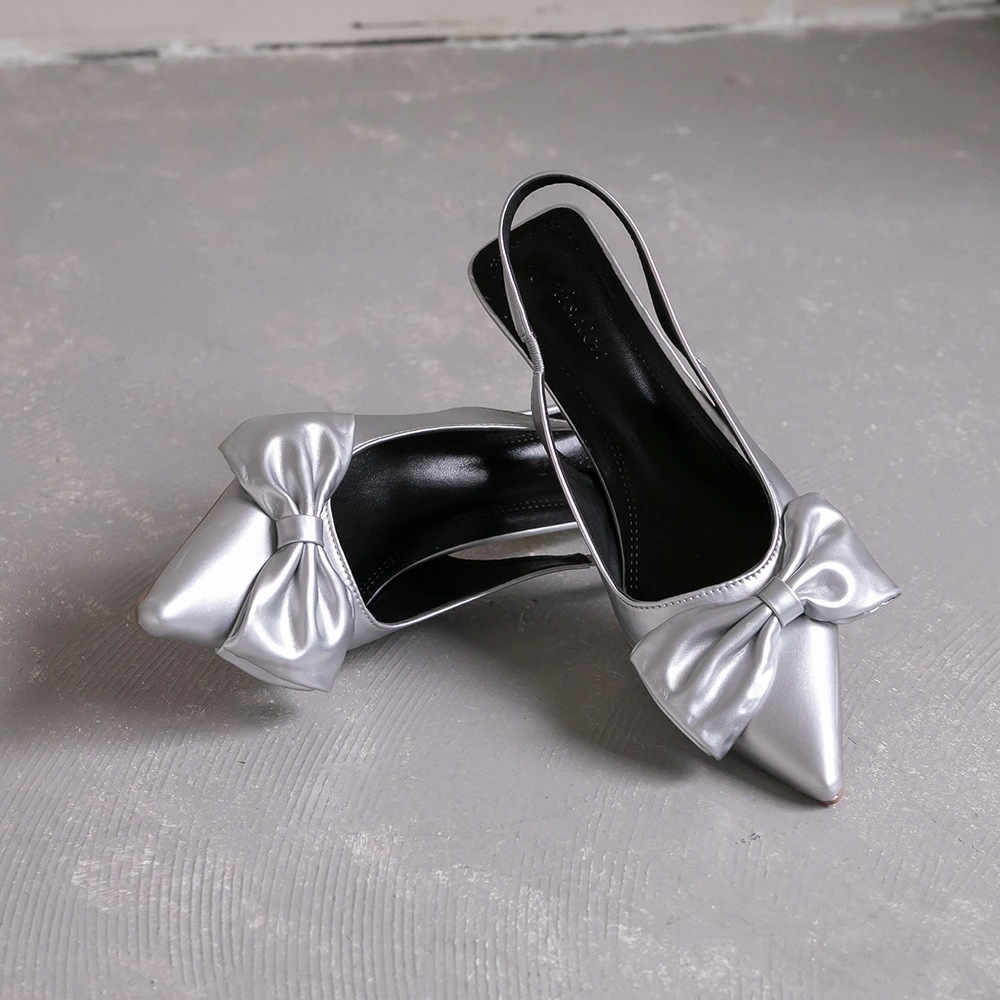 リボン バックストラップ パンプス ポインテッドトゥ 靴 シューズ ハイヒール ヒール シルバー ブラック 結婚式 お呼ばれ オケージョン パーティーシューズ 送料無料 リボン バックストラップ パンプス ポインテッドトゥ 靴 シューズ ハイヒール ヒール シルバー ブラック 結婚式 お呼ばれ オケージョン パーティーシューズ 送料無料