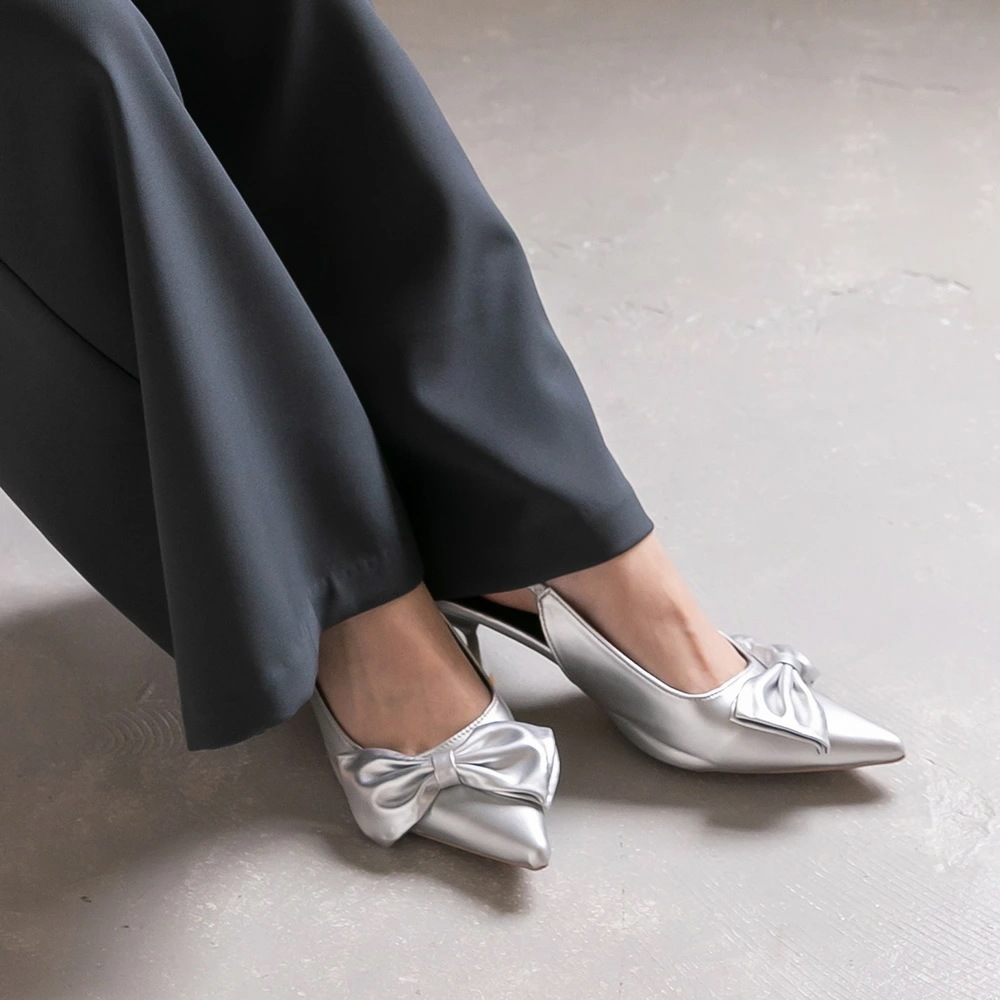 リボン バックストラップ パンプス ポインテッドトゥ 靴 シューズ ハイヒール ヒール シルバー ブラック 結婚式 お呼ばれ オケージョン パーティーシューズ 送料無料 リボン バックストラップ パンプス ポインテッドトゥ 靴 シューズ ハイヒール ヒール シルバー ブラック 結婚式 お呼ばれ オケージョン パーティーシューズ 送料無料