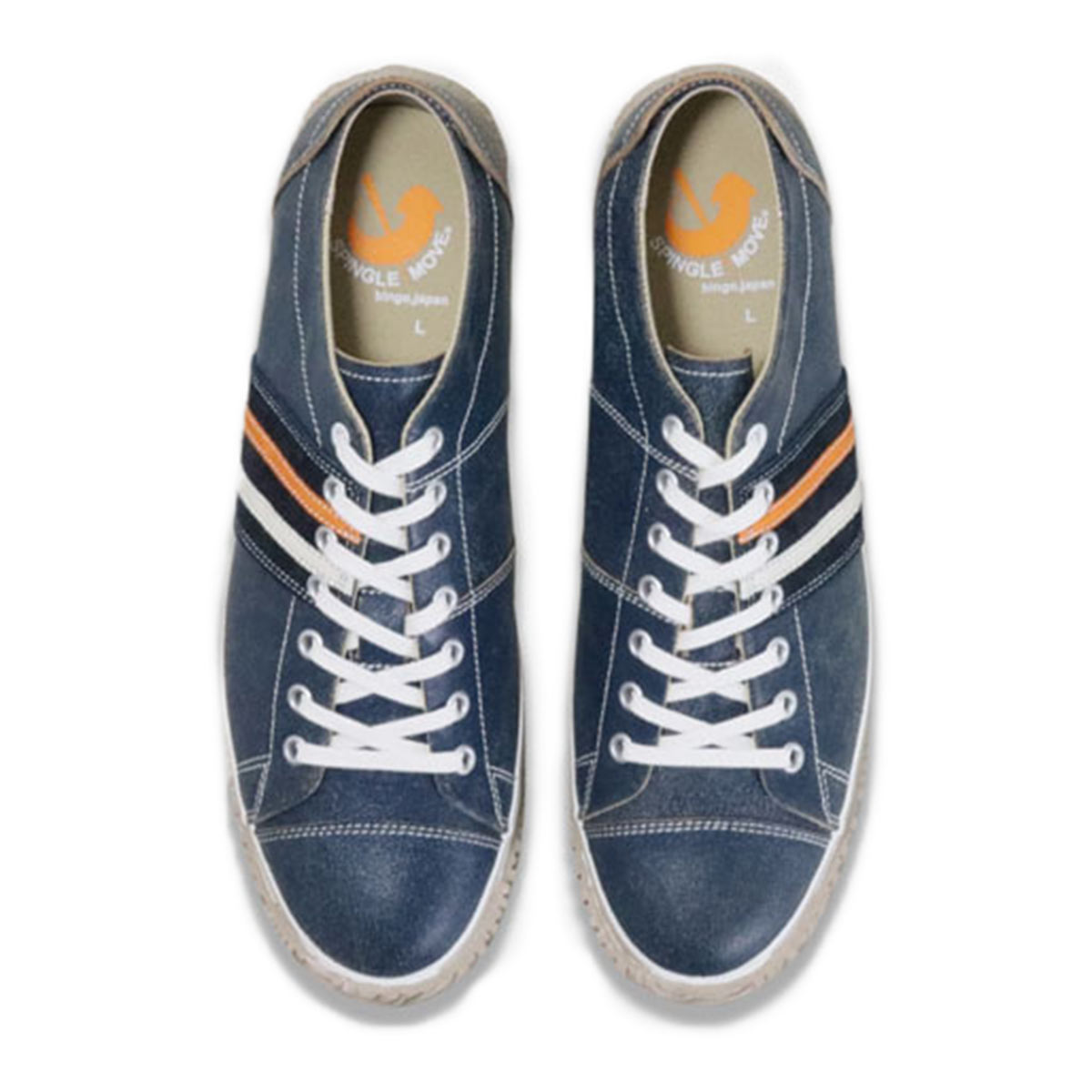 メンズ レディース スニーカー SPM-198V ネイビー 日本製 広島県府中産 カンガルーレザー
