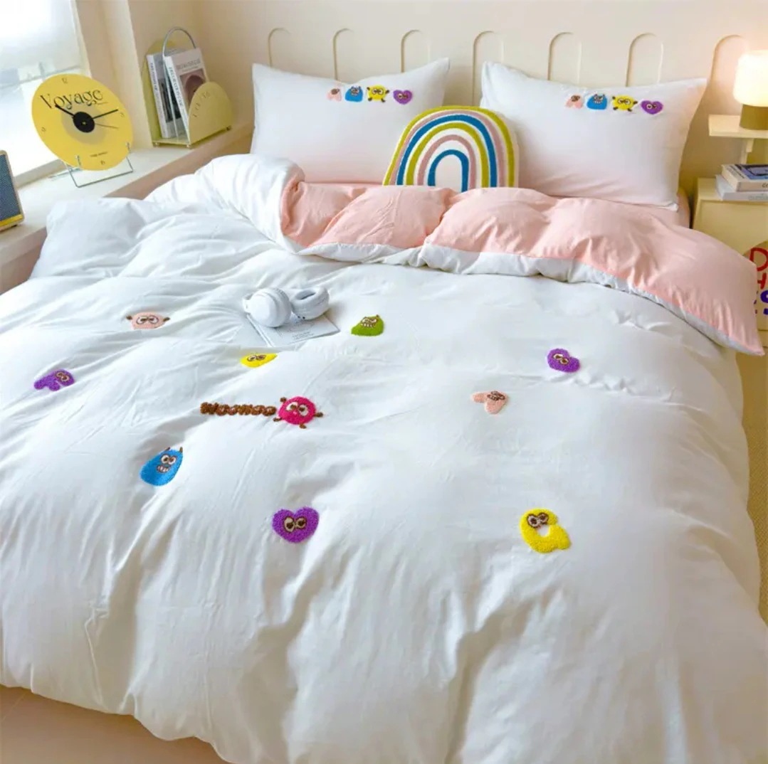 【急速出荷!】今の流行製 シンプル ベッド 4点セット チェック柄 掛け布団カバー ドミトリー ベッドシーツ 3点セット シングル ベッドシーツ