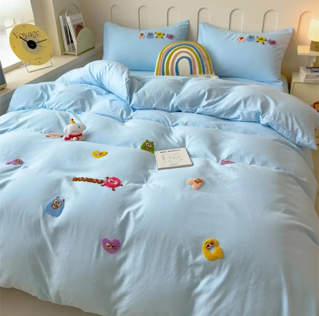 【急速出荷!】今の流行製 シンプル ベッド 4点セット チェック柄 掛け布団カバー ドミトリー ベッドシーツ 3点セット シングル ベッドシーツ