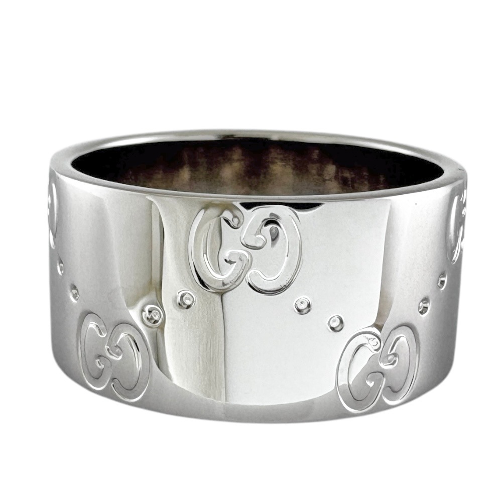 グッチ アイコンワイド リング 指輪 10.5号 18金 K18ホワイトゴールド GUCCI 中古 美品 グッチ アイコンワイド リング 指輪 10.5号 18金 K18ホワイトゴールド GUCCI 中古 美品