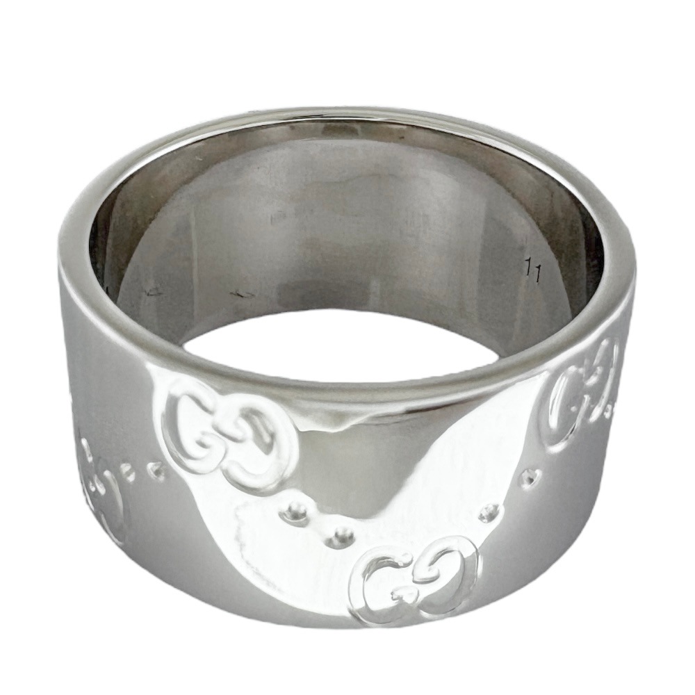 グッチ アイコンワイド リング 指輪 10.5号 18金 K18ホワイトゴールド GUCCI 中古 美品 グッチ アイコンワイド リング 指輪 10.5号 18金 K18ホワイトゴールド GUCCI 中古 美品