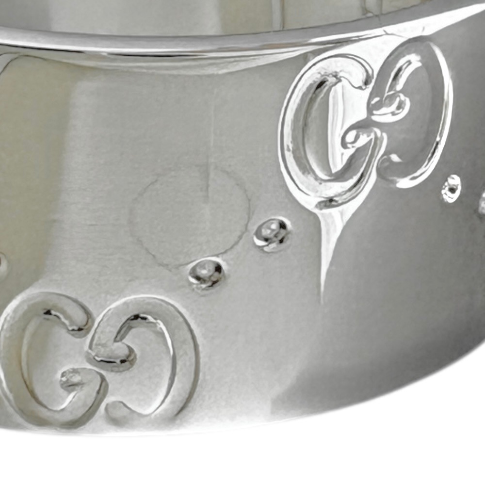 グッチ アイコンワイド リング 指輪 10.5号 18金 K18ホワイトゴールド GUCCI 中古 美品 グッチ アイコンワイド リング 指輪 10.5号 18金 K18ホワイトゴールド GUCCI 中古 美品