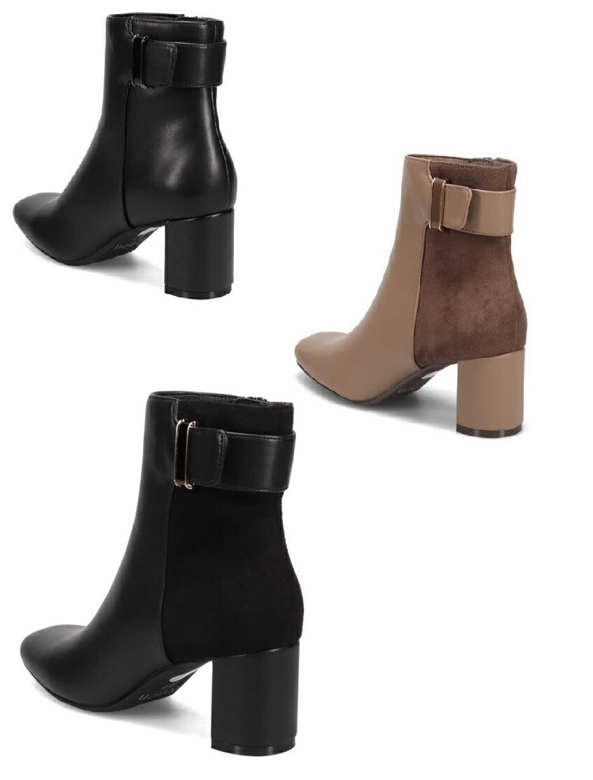 (テーン)tehen TN6701 エレガントカジュアルショートブーツ 【撥水加工】サイドの同色エナメル金具がアクセント スタイリングでフェミニンさを出したり同色パンツスタイルで脚長効果も