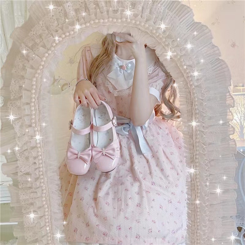 洛丽塔蝴蝶结圆头小皮鞋女生夏季新款单跟平底鞋Lolita可爱百搭款 洛丽塔蝴蝶结圆头小皮鞋女生夏季新款单跟平底鞋Lolita可爱百搭款