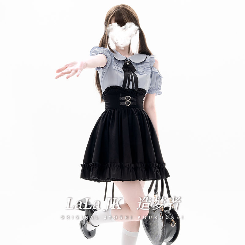 プチ・ランドマイン ハイウエストスリムシャツウエスト甘辛半そでスカート コスプレ コスプレ セクシー ワンピース 韓国 ワンピース ドレス ロングワンピースワンピース ドレス ワンピース 秋冬 パーテ