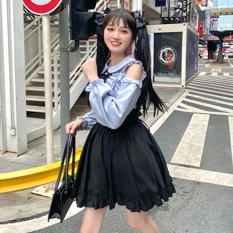 プチ・ランドマイン ハイウエストスリムシャツウエスト甘辛半そでスカート コスプレ コスプレ セクシー ワンピース 韓国 ワンピース ドレス ロングワンピースワンピース ドレス ワンピース 秋冬 パーテ