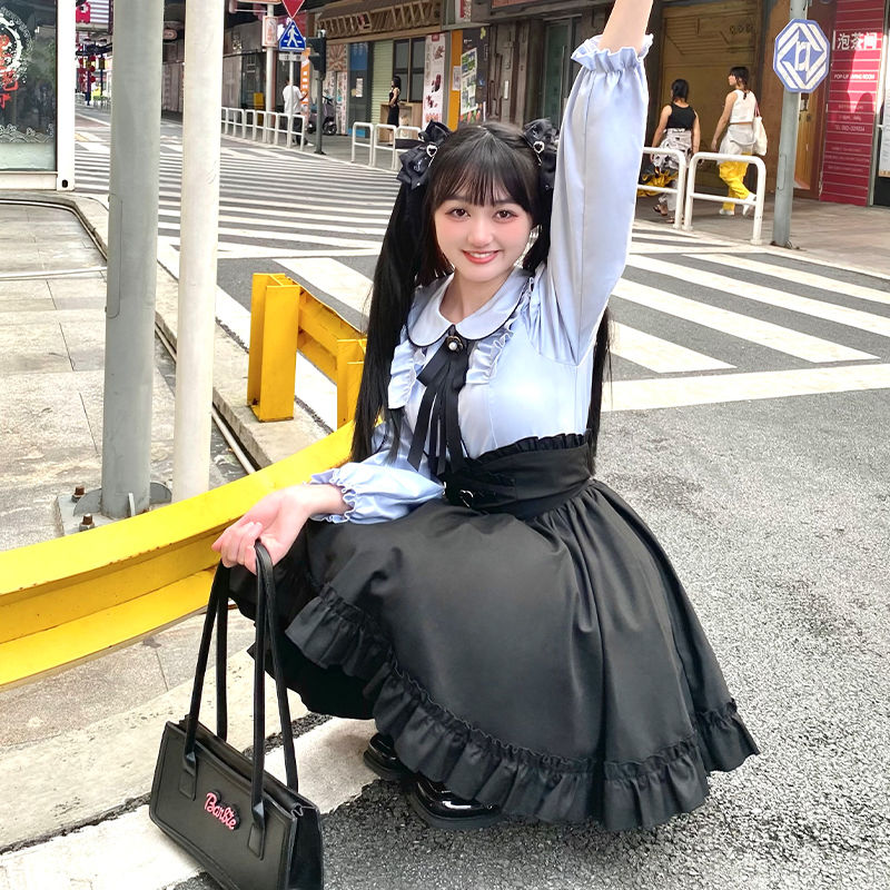 プチ・ランドマイン ハイウエストスリムシャツウエスト甘辛半そでスカート コスプレ コスプレ セクシー ワンピース 韓国 ワンピース ドレス ロングワンピースワンピース ドレス ワンピース 秋冬 パーテ