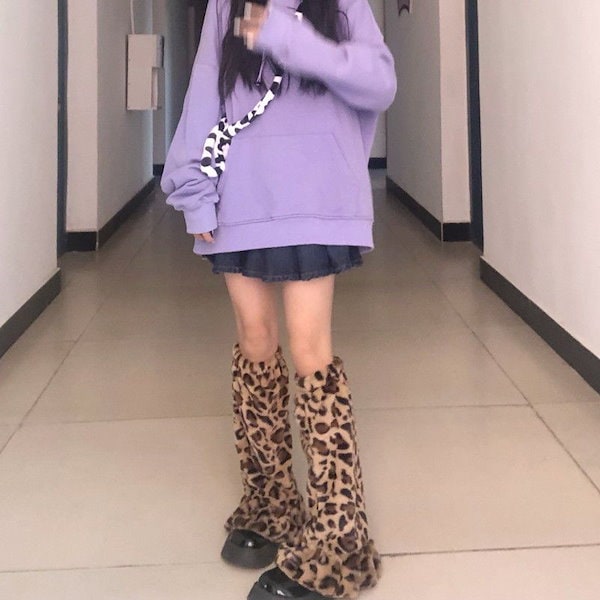 d.i.a ヒョウ柄 レッグウォーマー レオパード柄ファーレッグウォーマー レッグウォーマー 靴下