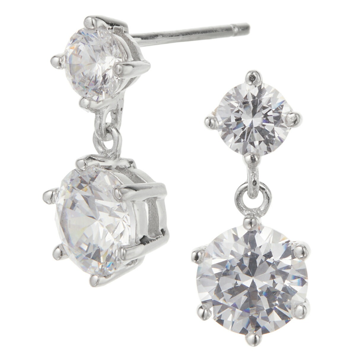 ピアス レディース シルバー925 スーパーキュービックジルコニア 2石 揺れる キラキラ 両耳用