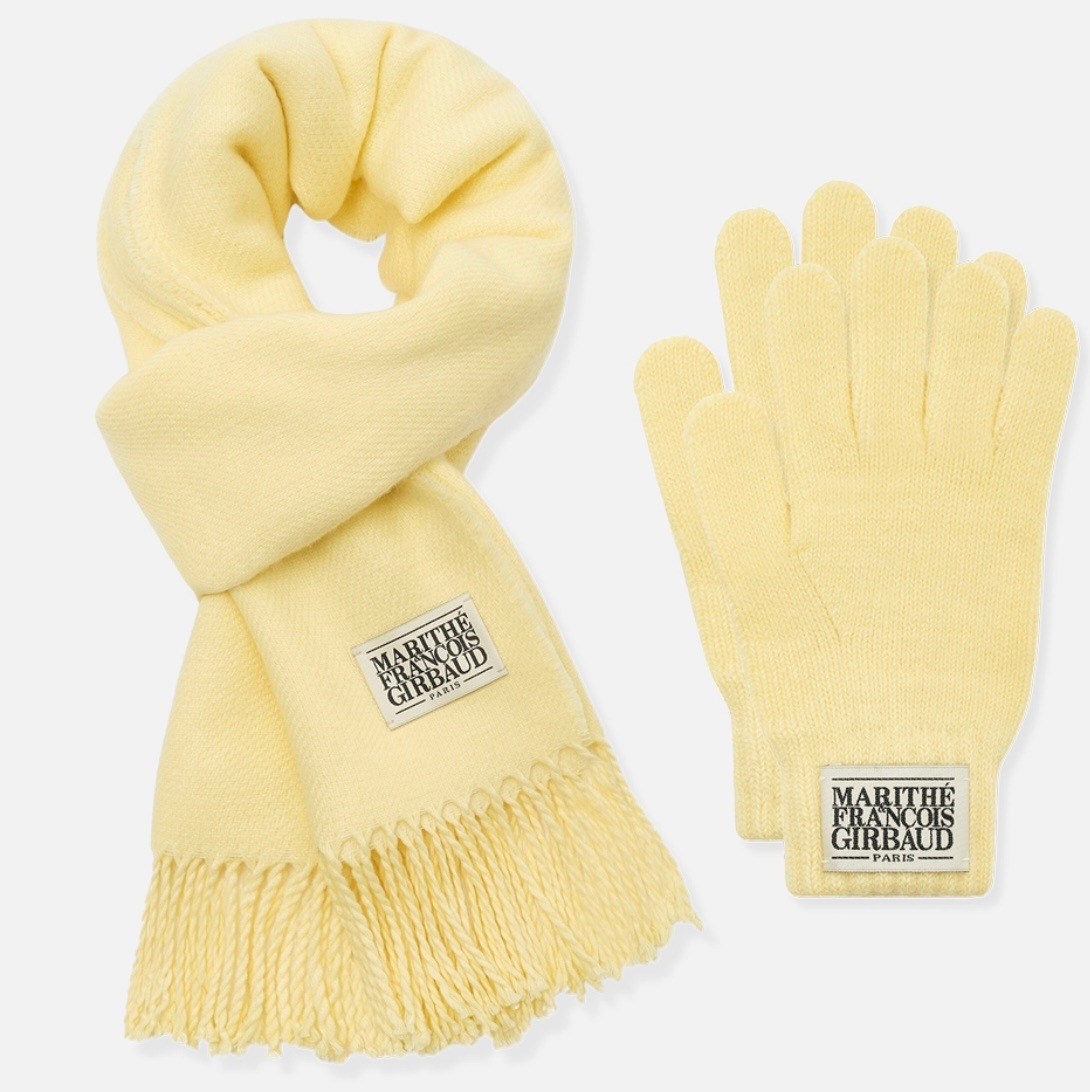 ★MARITHE★REGULAR LOGO CHECK CHUNKY MUFFLER Marithe REGULAR LOGO CHECK CHUNKY MUFFLER ivory | KAZUE