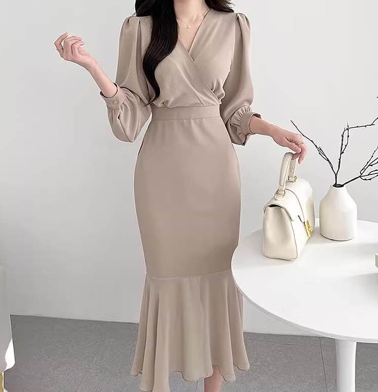 レディース ワンピース フレア ミモレ ロング 長袖 パフスリーブ Vネック カシュクール タイト マーメイド フェミニン ウエストマーク ハイウエスト 大人可愛い きれいめ 上品 切り替えデザイン レディース ワンピース フレア ミモレ ロング 長袖 パフスリーブ Vネック カシュクール タイト マーメイド フェミニン ウエストマーク ハイウエスト 大人可愛い きれいめ 上品 切り替えデザイン