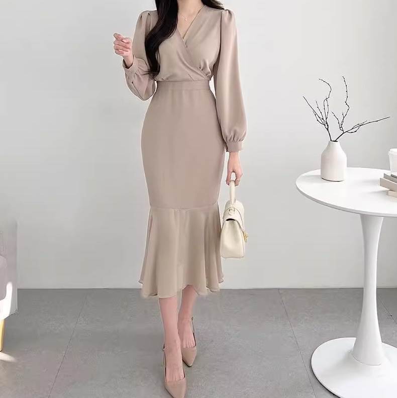 レディース ワンピース フレア ミモレ ロング 長袖 パフスリーブ Vネック カシュクール タイト マーメイド フェミニン ウエストマーク ハイウエスト 大人可愛い きれいめ 上品 切り替えデザイン レディース ワンピース フレア ミモレ ロング 長袖 パフスリーブ Vネック カシュクール タイト マーメイド フェミニン ウエストマーク ハイウエスト 大人可愛い きれいめ 上品 切り替えデザイン