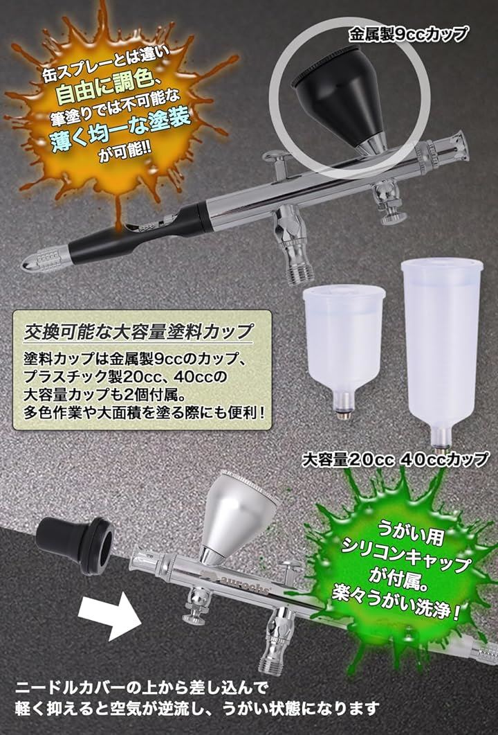 充電式 エアブラシ エアロクロス コードレス ハンドピース コンプレッサー USB type-C 小型 プラモ 模型 塗装 アート ペイント(ナイトブラック) 充電式 エアブラシ エアロクロス コードレス ハンドピース コンプレッサー USB type-C 小型 プラモ 模型 塗装 アート ペイント(ナイトブラック)