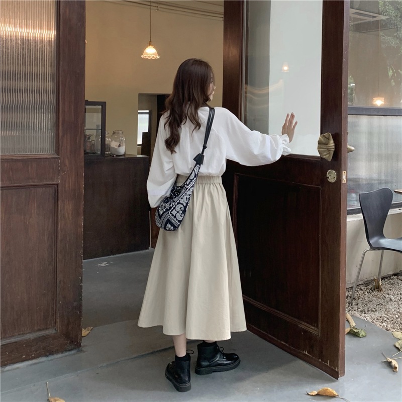 トップス スカート ブラウス 袖あり 長袖 襟付き スタンドカラー デザイン ボタン トリム 美ライン ニュアンス ラッフル レース 刺繍 カラバリ ロマンチック かわいい 大人可愛い きれいめ