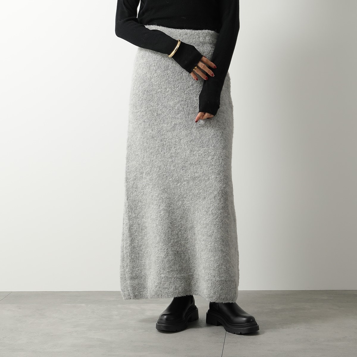 C.T.plage シーティー・プラージュ ロングスカート Alpaca loop back slit skirt CT23331-1 レディース アルパカ混 セットアップ可能 カラー2色