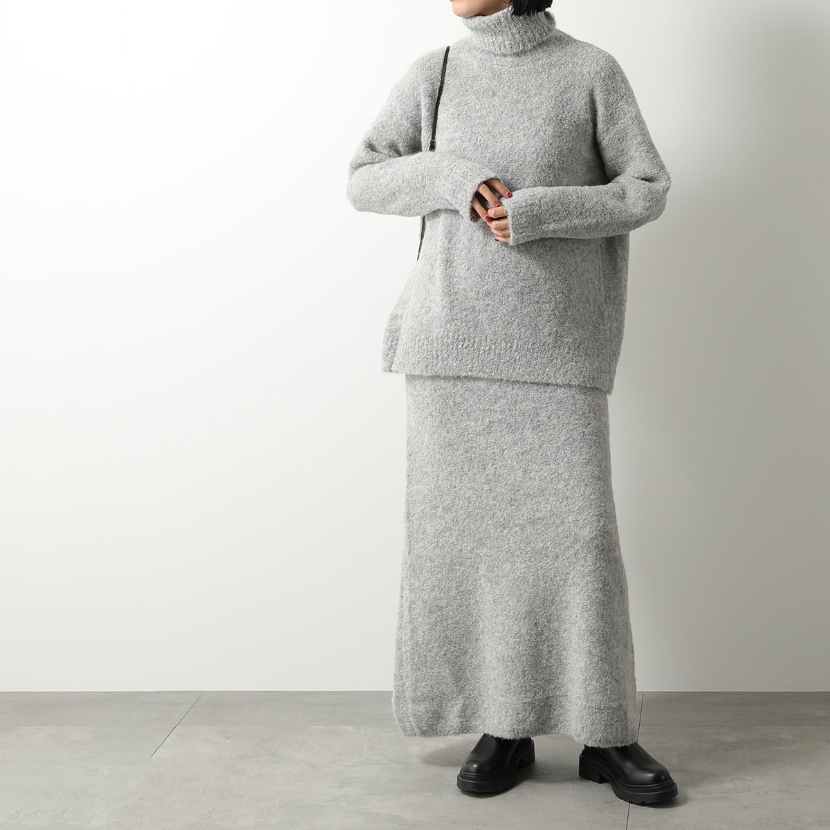 C.T.plage シーティー・プラージュ ロングスカート Alpaca loop back slit skirt CT23331-1 レディース アルパカ混 セットアップ可能 カラー2色